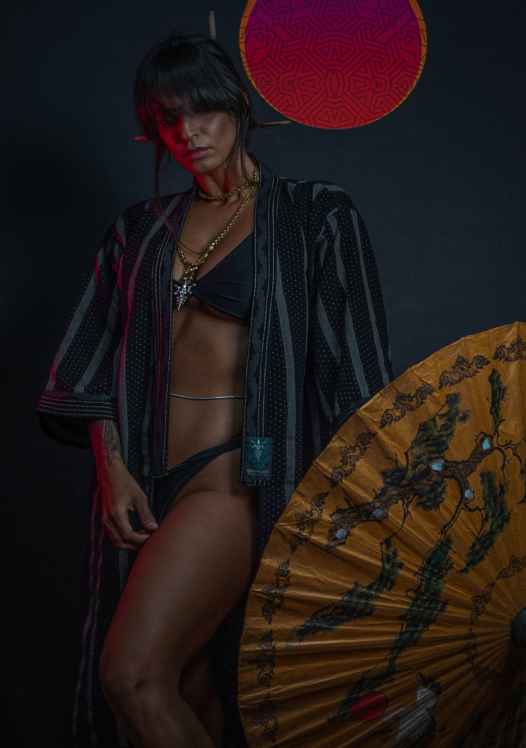 Open Kimono / Indonesian Woven Super Black Reversible - TRIBAL TRAILS